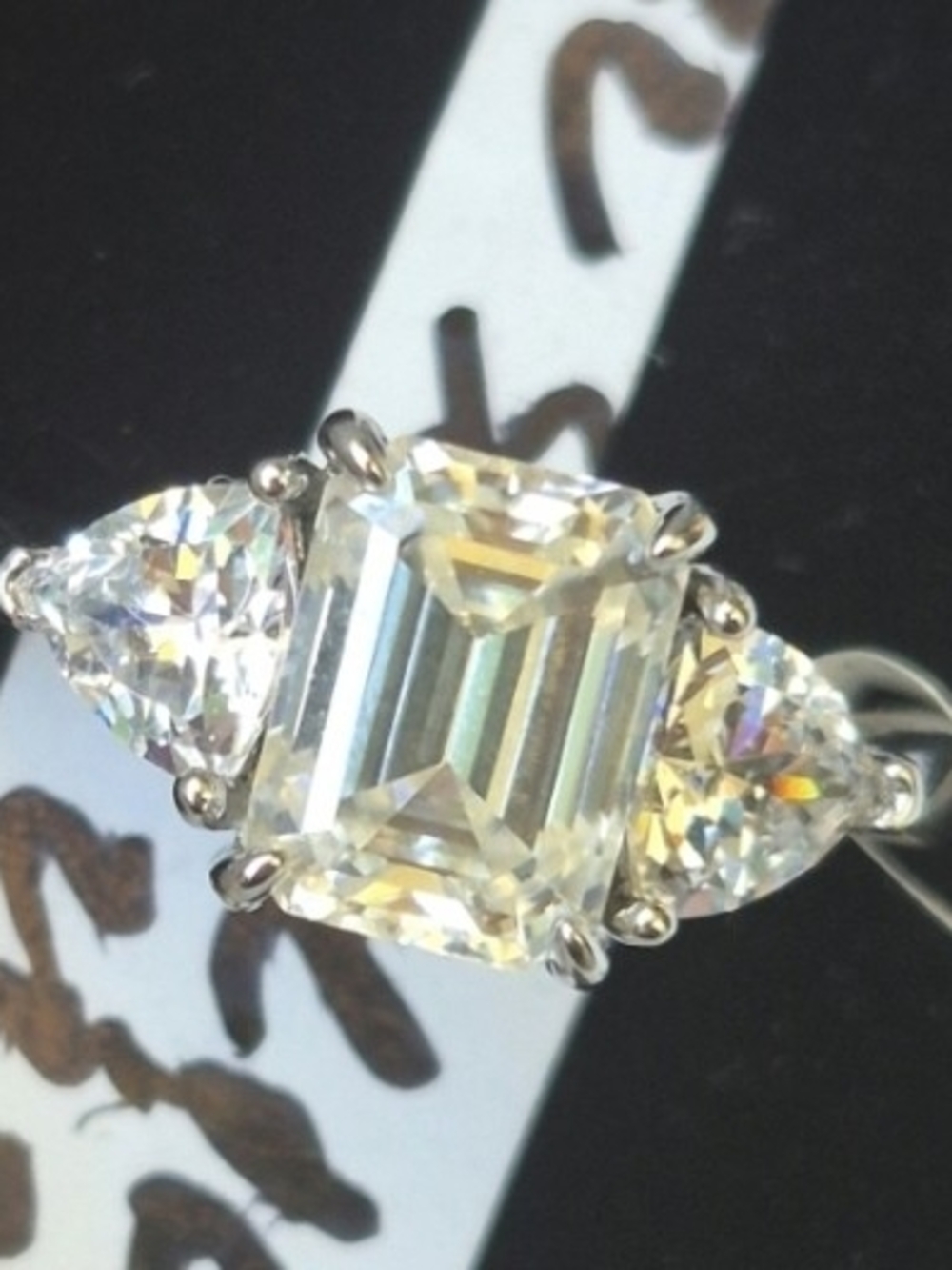 VVS1 2 Carat 3 Stone Moissanite ring size 6 US